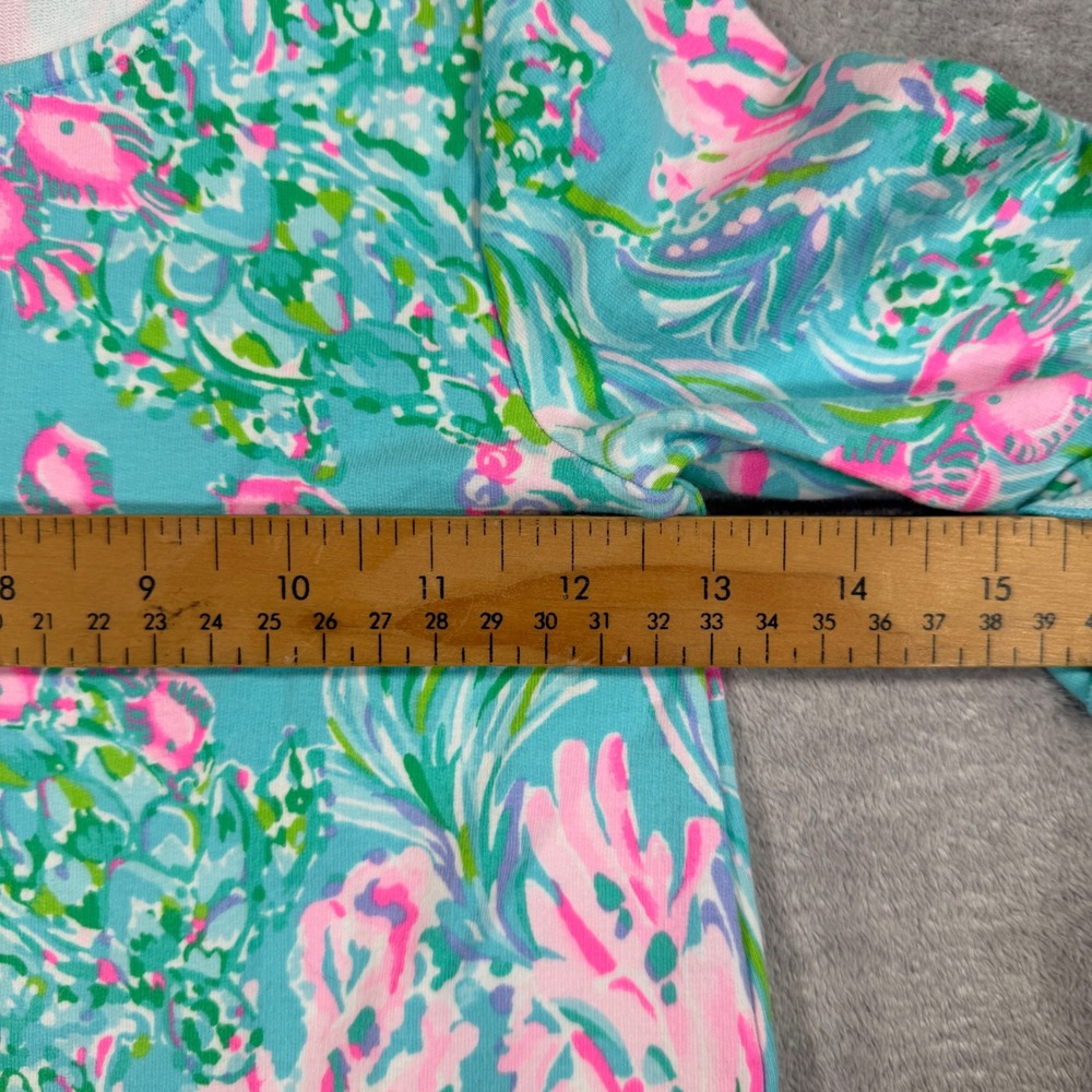 Lilly Pulitzer Dress Kids Medium Blue 'Sea You Soon' Ruffle Shift Dress Vacation - Picture 8 of 8